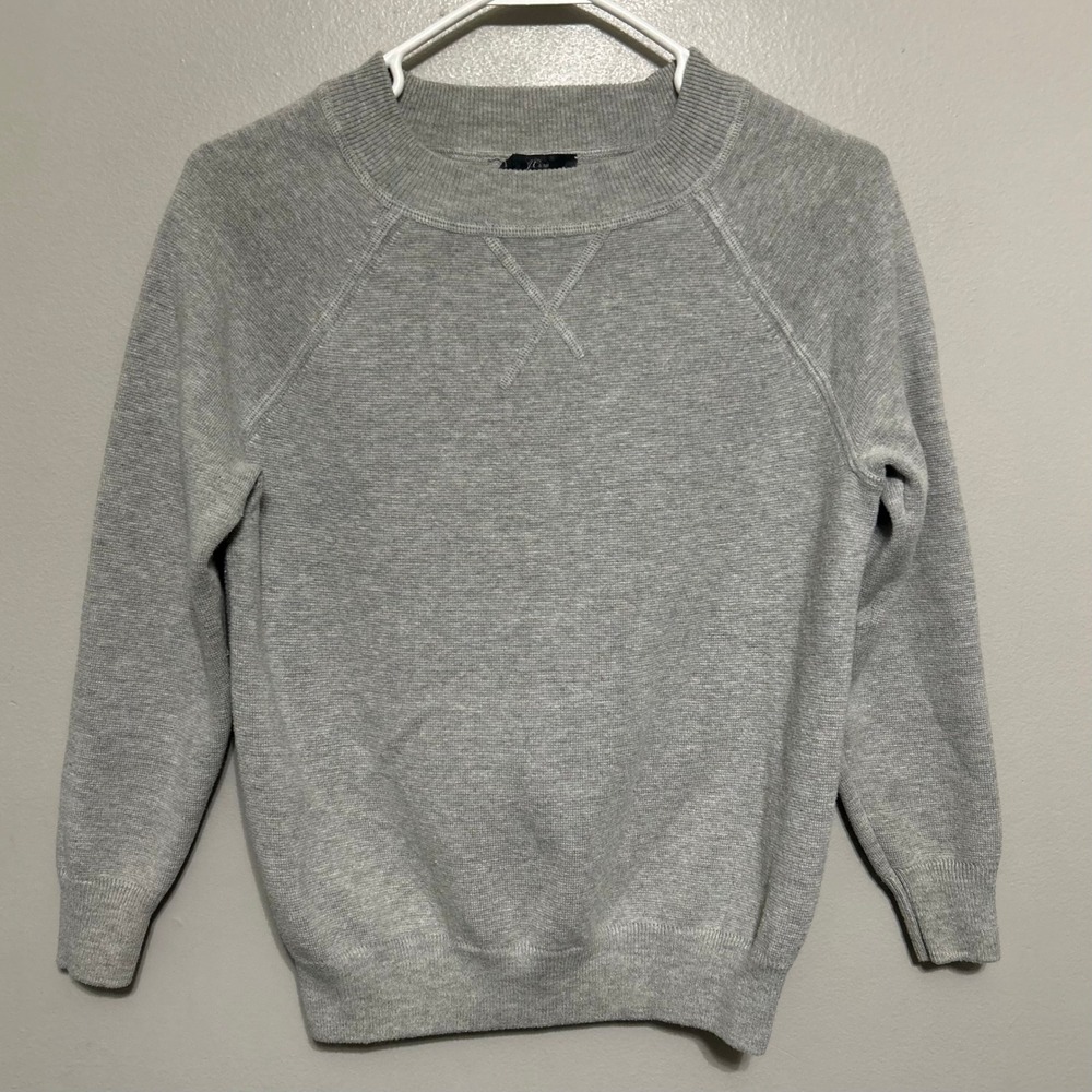 J.Crew Women Sweater XXS Grey Merino Wool Preppy Pullover Quiet Luxury Soft Cozy
